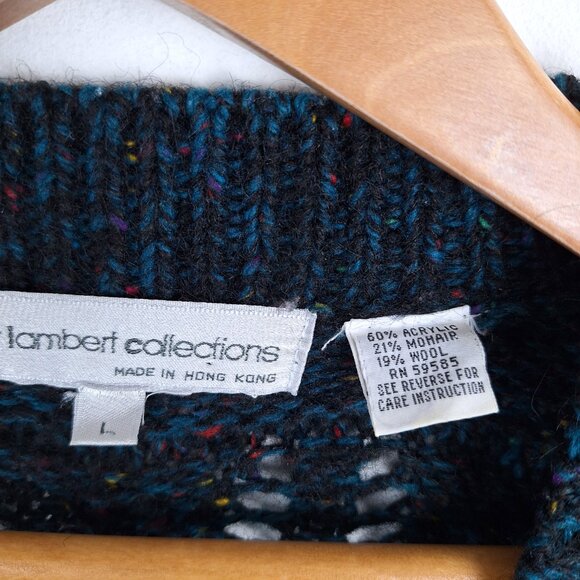 Vintage Mohair Tony Lambert Oversized Cardigan, Size L. Green Blue Color Specs - Picture 9 of 10